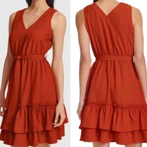 Calvin Klein Red Ruffled Wrap Sundress